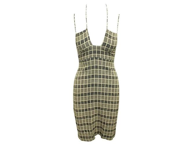 REFORMATION Brown Checked Dress with Front Tie  ref.1287585