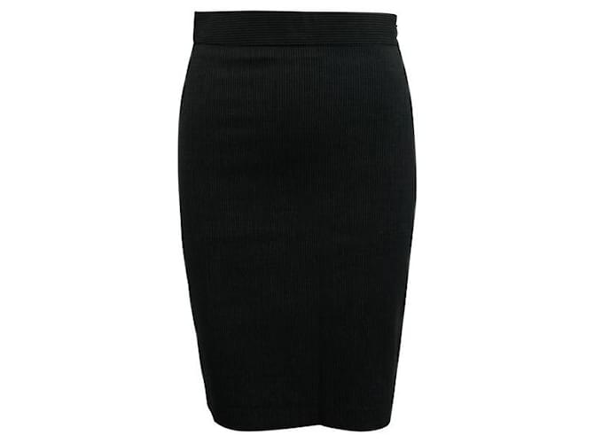 Autre Marque CONTEMPORARY DESIGNER Black Striped Pencil Skirt Wool Elastane  ref.1287590