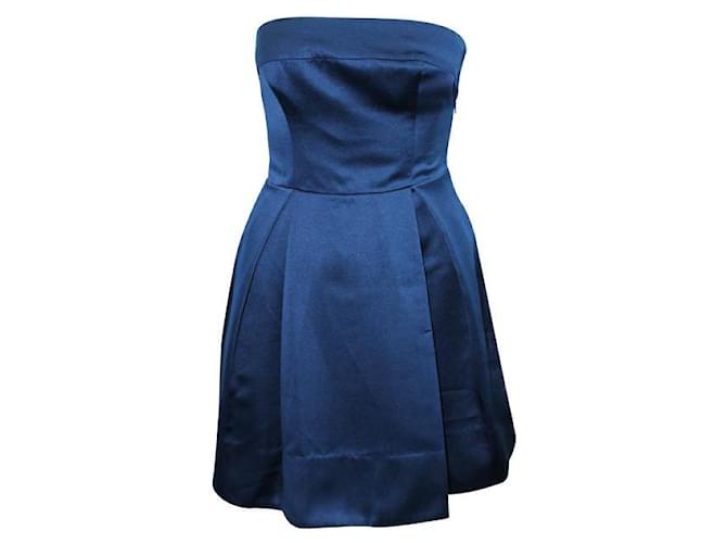 Autre Marque ZEITGENÖSSISCHES DESIGNER-Trägerloses, elegantes, marineblaues Kleid mit Schleife auf der Rückseite Polyester  ref.1287599