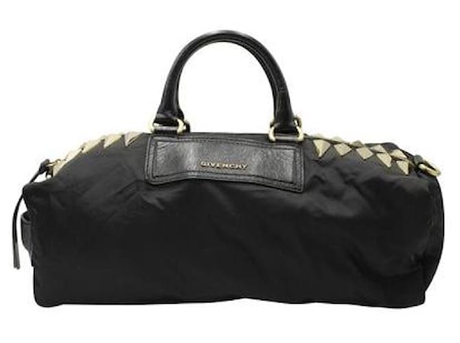 Givenchy Black Nylon with Gold Studs Duffle Bag Leather  ref.1287636