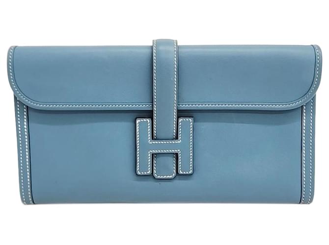 Hermès Jige Clutch (x) Blue  ref.1287646