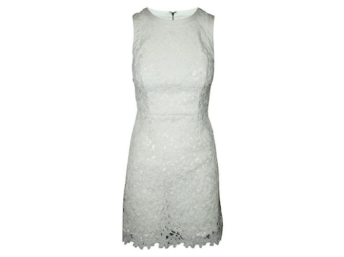 Autre Marque CONTEMPORARY DESIGNER Ivory Embroidered Round Neck Dress Cream Cotton Polyester  ref.1287690