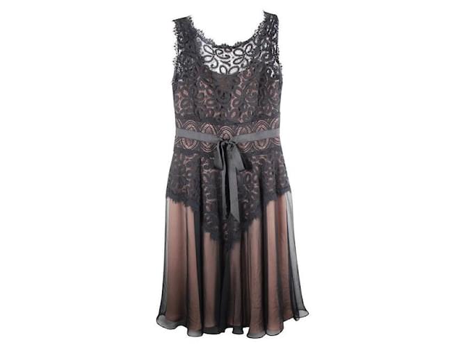 Autre Marque Vestido Marchesa Notte De Encaje Negro Nylon  ref.1287699