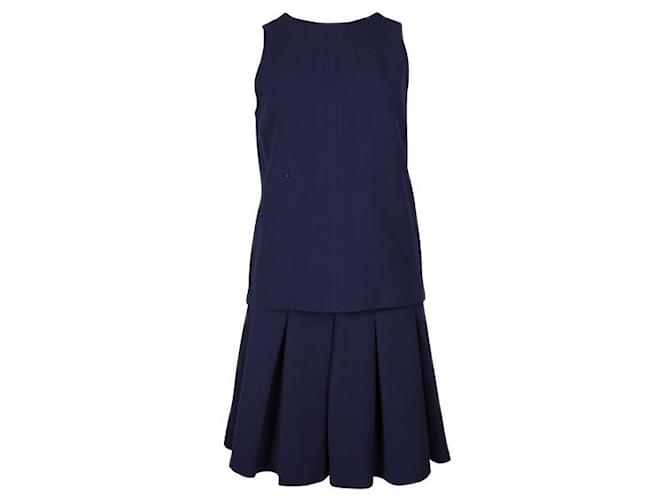 DIANE VON FURSTENBERG Navy Blue Sleeveless Top & Mini Skirt Set Cotton Polyester Viscose Elastane  ref.1287719