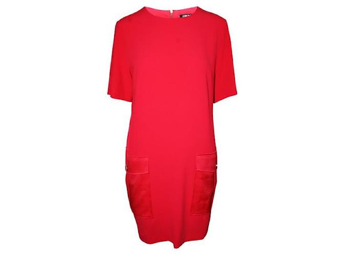 Autre Marque CONTEMPORARY DESIGNER Neon Pink Shift Dress with Pockets Polyester Triacetate  ref.1287736