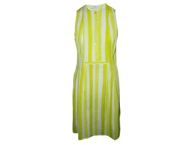 Autre Marque CONTEMPORARY DESIGNER Striped Neon Yellow Dress with Buttons Cotton Elastane  ref.1287739
