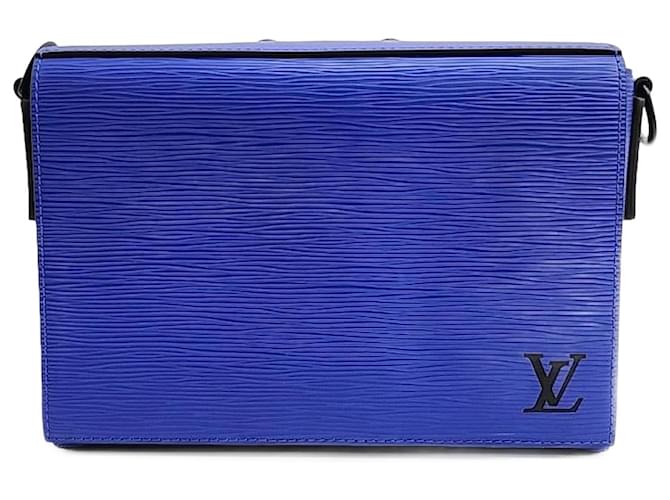 Bolsa mensageiro Louis Vuitton Epi Box M58492 Preto Azul  ref.1287746