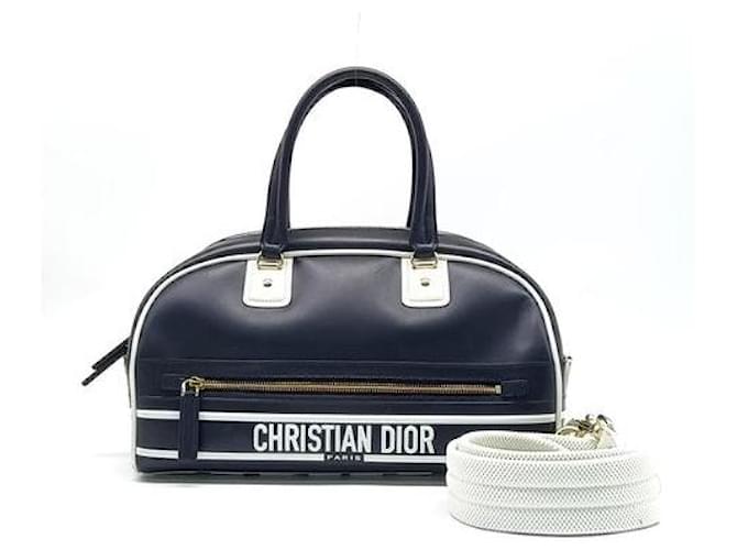 Christian Dior  Vibe Bowling Bag Medium White Navy blue  ref.1287767