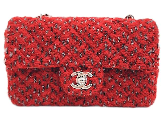 Chanel  Tweed Classic New Mini Crossbody Bag A69900 Red  ref.1287791
