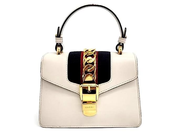 Gucci Sylvie Mini Tote Cum Crossbody Bag (470270) Cream  ref.1287835