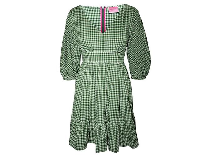 Autre Marque CONTEMPORARY DESIGNER Green Checked Dress Cotton Elastane  ref.1287888