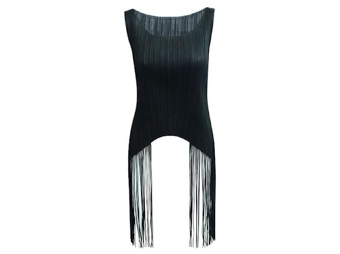 Pleats Please Fringes Top Black Polyester  ref.1287892