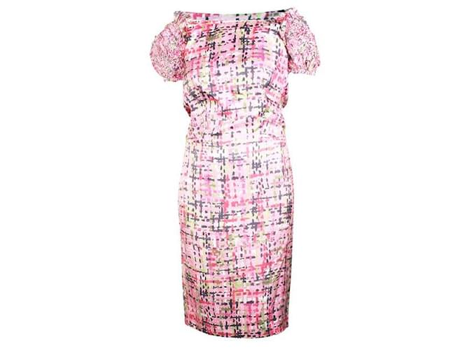 YVES SAINT LAURENT Pink Print Silk Dress  ref.1287901