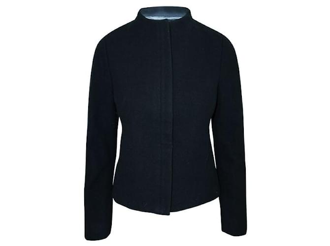 Autre Marque CONTEMPORARY DESIGNER Black Woolen Jacket with Zipper Polyester  ref.1287939