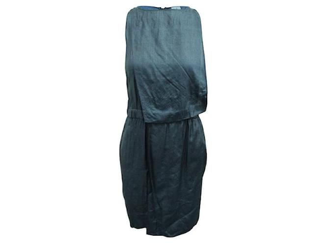 Autre Marque CONTEMPORARY DESIGNER Dark Blue Metallic Dress Silk  ref.1287940