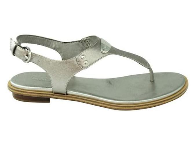 MICHAEL KORS Metallic Thong Sandals Leather Rubber  ref.1287944