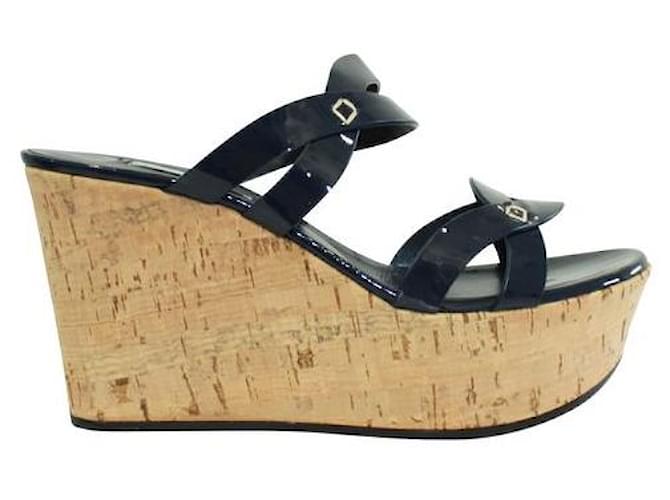 CASADEI Wedges with Navy Blue Straps Leather  ref.1287945