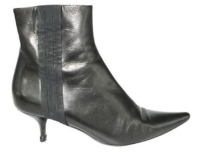 Autre Marque CONTEMPORARY DESIGNER Black Low Heel Boots Leather  ref.1287949