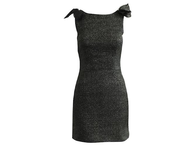 Robe de soirée noire D&G avec fil d'argent Soie Polyester Laine Viscose Acrylique  ref.1287950