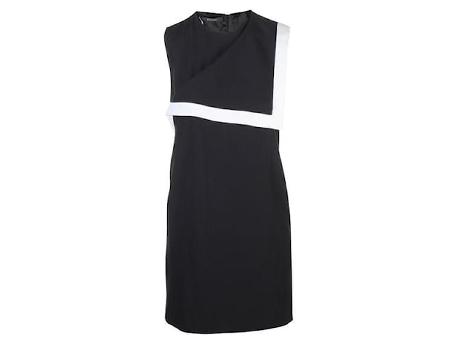 GIVENCHY Kleid mit zweifarbigem Kragen im Marine-Stil Schwarz Polyester Viskose Acetat  ref.1287965