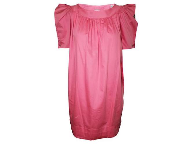 Autre Marque DISEÑADOR CONTEMPORÁNEO Vestido Rosa con Abertura en la Espalda Algodón  ref.1287970
