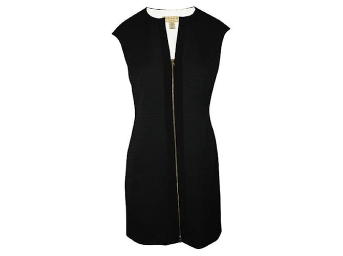 Autre Marque CONTEMPORARY DESIGNER Black Textured Mini Dress with Metallic Zipper Cotton Polyester Polyamide  ref.1287984