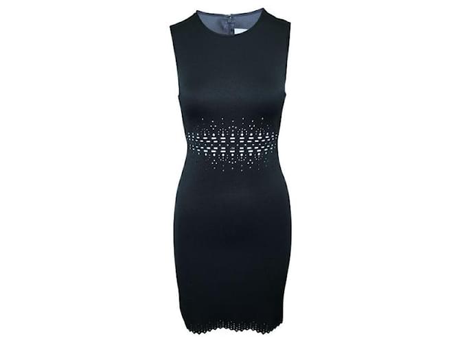 Autre Marque CONTEMPORARY DESIGNER Black Dress with Laser Cut Elements Suede Polyester  ref.1288016