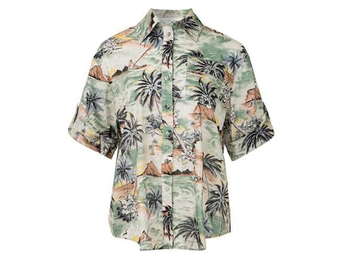 Camisa utilitaria con estampado tropical de Zimmermann Multicolor Algodón Lino  ref.1288052