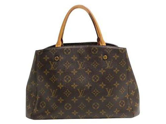Louis Vuitton The Montaigne MM Shoulder Bag Brown Leather Cloth  ref.1288063
