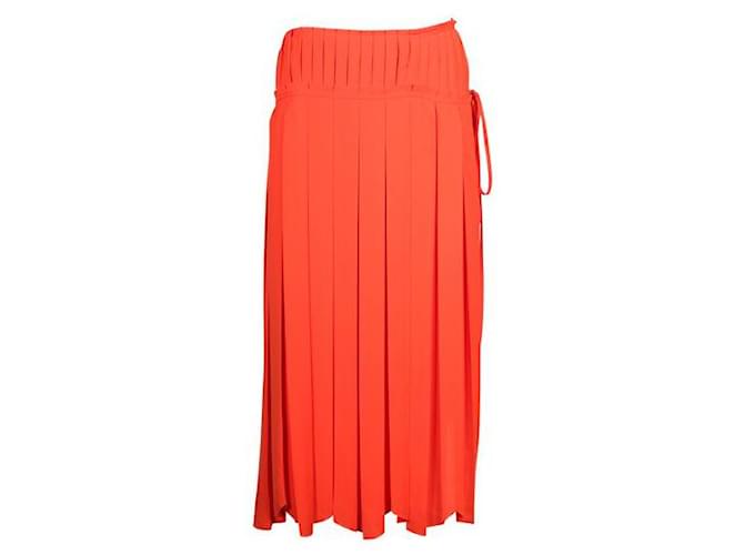 Lanvin Bright Orange Pleated Skirt Polyester  ref.1288067