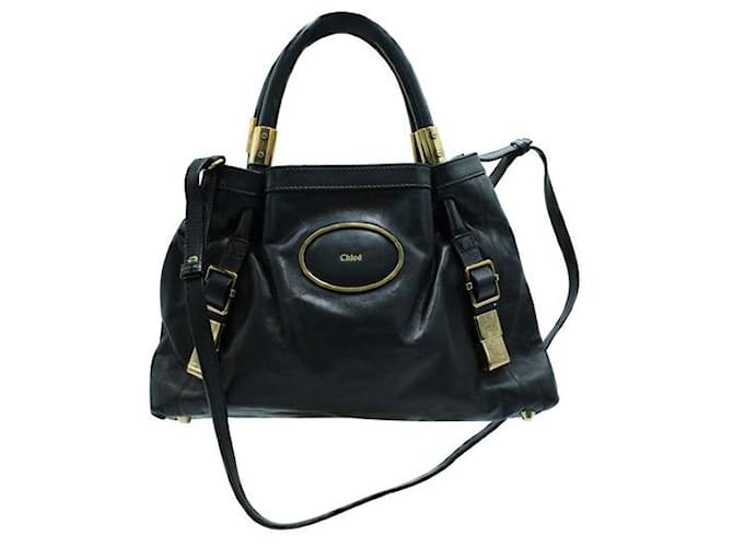 Chloé Chloe Black Shoulder Bag with Logo Leather  ref.1288071