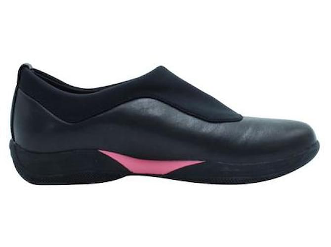 Prada zapatos negros de neopreno sin cordones Cuero  ref.1288077