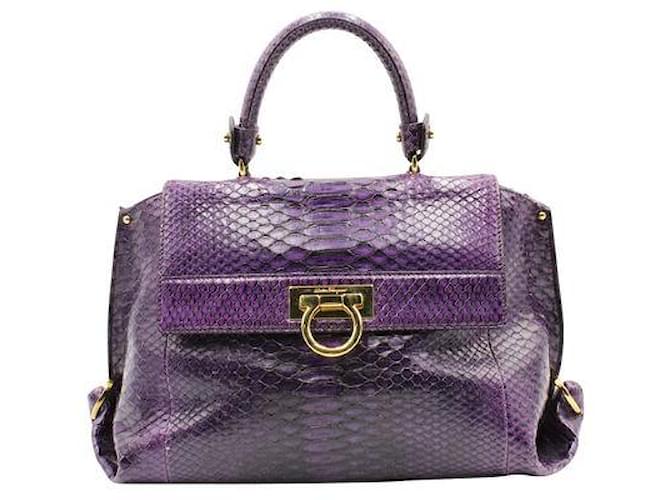 Salvatore Ferragamo Purple Python Sofia Medium Bag  ref.1288087