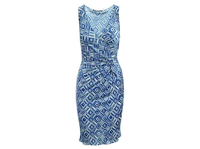 Dior Vintage Blue Print Dress Viscose  ref.1288089