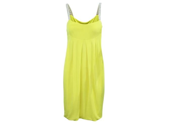 Akris Bright Yellow Dress With Crystals On Shoulder Straps Viscose  ref.1288099