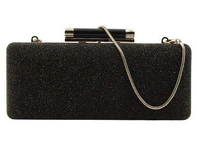 Diane Von Furstenberg Box-Clutch in Schwarz und Goldschimmer Metall  ref.1288102