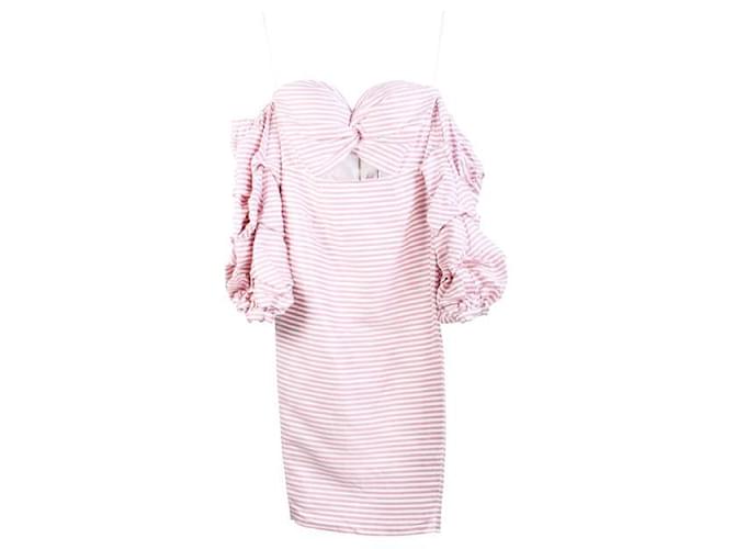 Autre Marque ZEITGENÖSSISCHES DESIGNER-Kleid mit Streifen und Cut-Outs Pink Baumwolle Polyester  ref.1288123