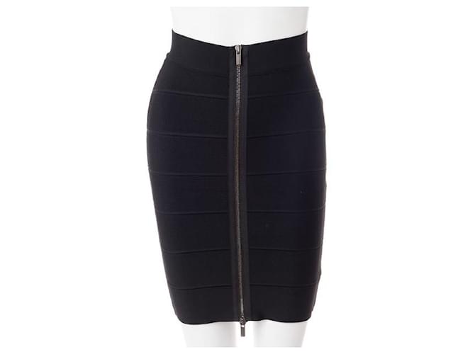 Autre Marque Contemporary Designer 6 Tier Bondage Skirt with Zip Detail Black Suede Nylon Rayon  ref.1288128
