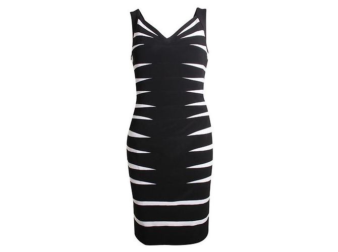Rene Derhy DERHY Vestido blanco y negro sin mangas