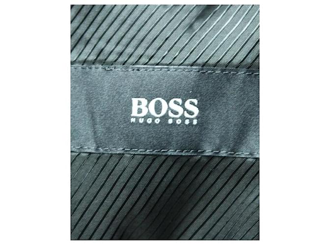 HUGO BOSS Schwarzer Anzug, Hose, Gestreifte Krawatte Baumwolle  ref.1288157