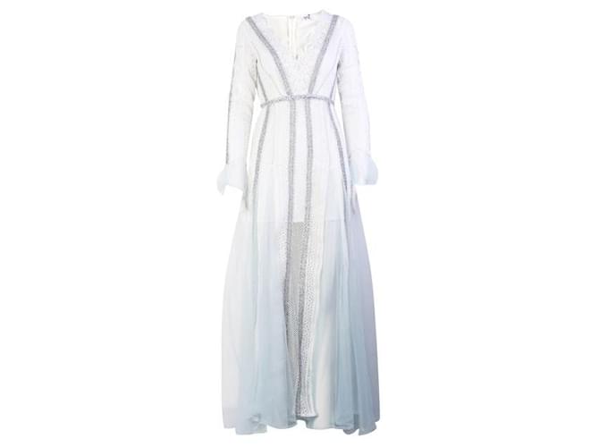 Autre Marque CONTEMPORARY DESIGNER Robe longue en dentelle Polyester Blanc  ref.1288168