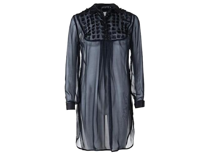 Autre Marque Contemporary Designer Black Sheer Shirt Dress Silk  ref.1288183