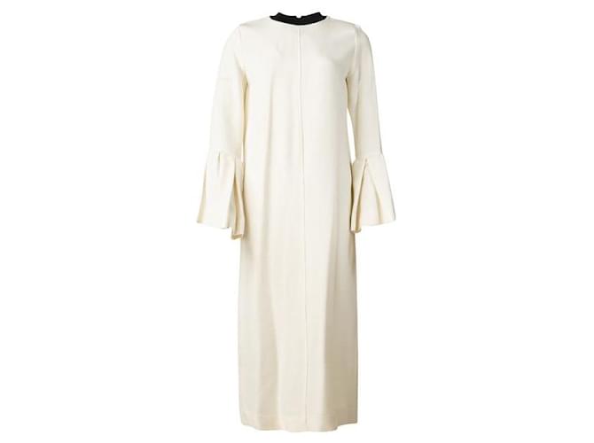 Autre Marque Contemporary Designer Midi Monochrome Dress White Wool  ref.1288202