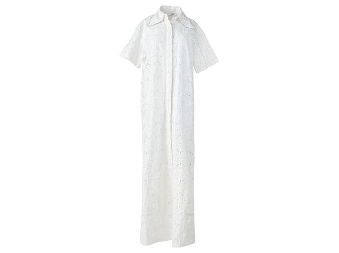 Autre Marque Contemporary Designer Diamente Shirt Dress White Cotton  ref.1288206