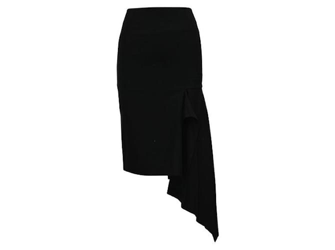 Balenciaga Jupe noire asymétrique en laine Soie  ref.1288208