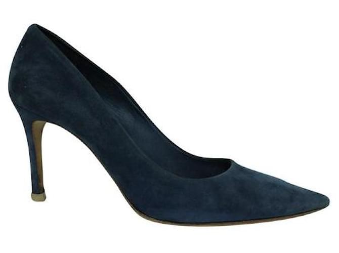 Zapatos de salón con punta en punta de ante azul de Miu Miu Suecia Cuero  ref.1288223