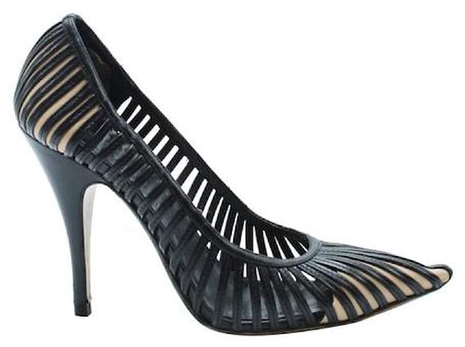 Gucci Black Striped Heels Leather  ref.1288229