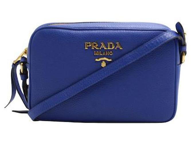 Prada Bandoliera Saffiano Blue Leather Cross Body Bag  ref.1288252