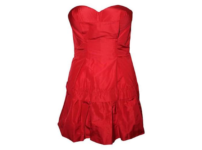 Miu Miu Miu Miu Mini-robe bustier rouge Polyester Acetate  ref.1288271