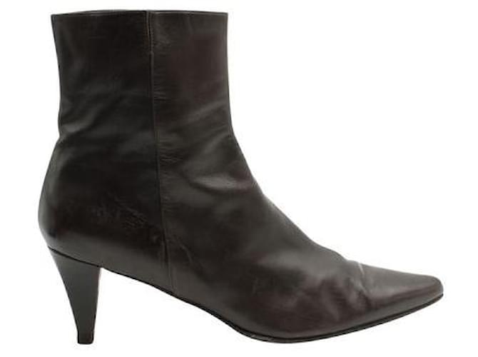 Stuart Weitzman dunkelbraune Stiefeletten Leder  ref.1288272